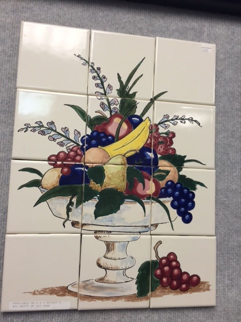 Handpainted Vibrant Fruit Pedestal-12pc CERAMIC TILE MURAL