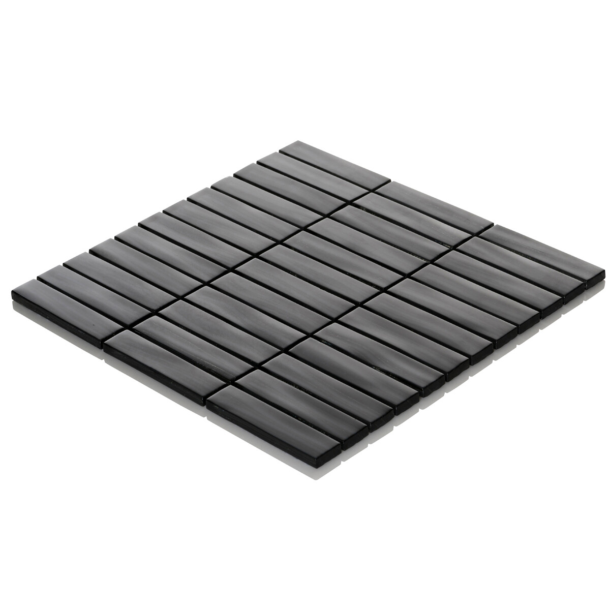 Black Wave Metallic Cold Spray Mosaic Tile Stacked Pattern Kitchen Backsplash