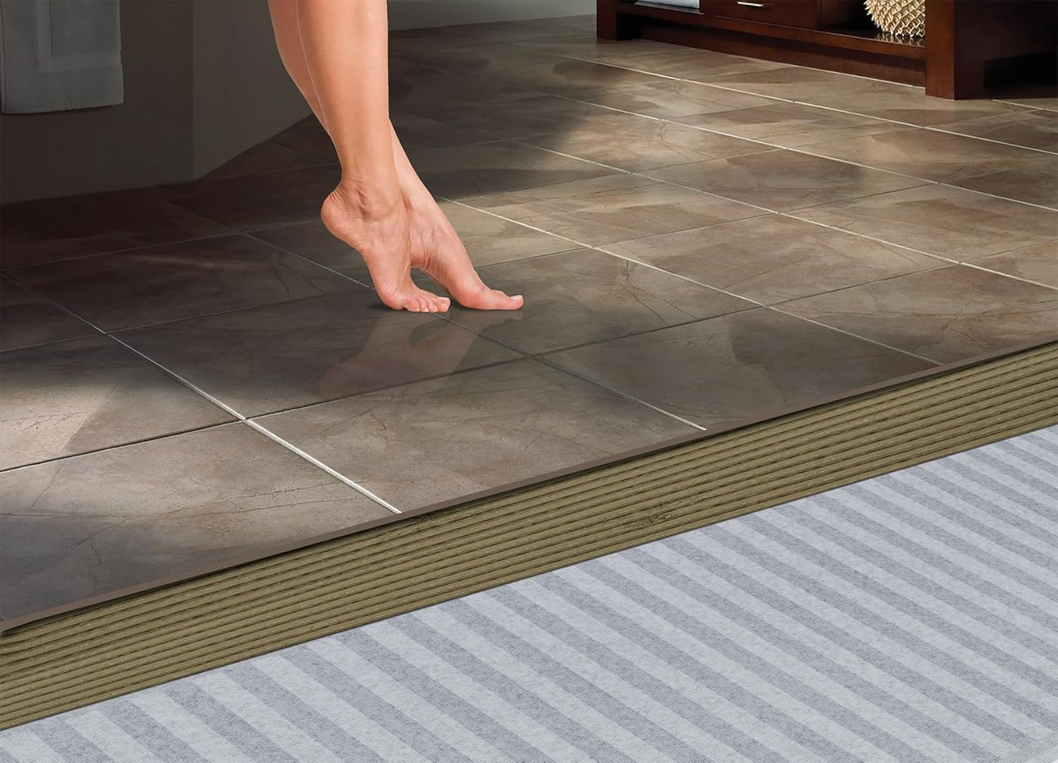 Tile QWT1.5X10F240 Radiant Floor Heating Mat – 1.5′ x 10′ for 15 Sq Ft