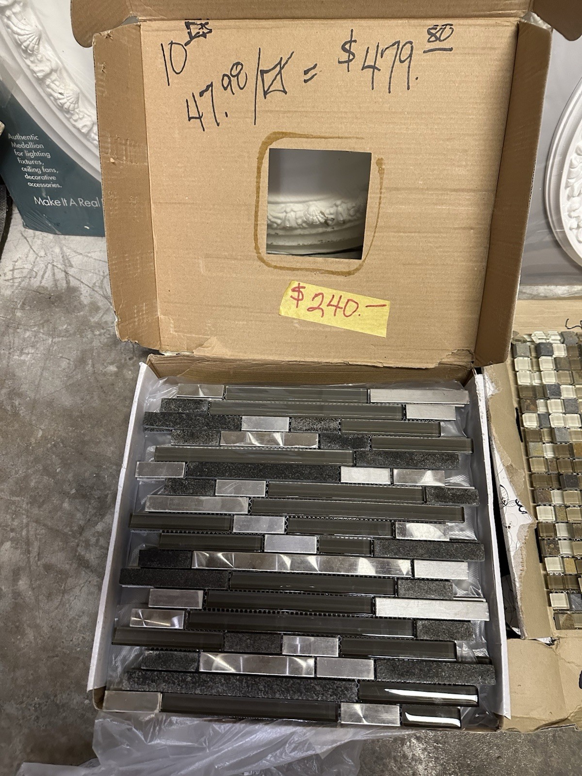 Glass & Stone Linear Random Wall Tile Sold As A Sheet. Dal Tile Endeavor Zen