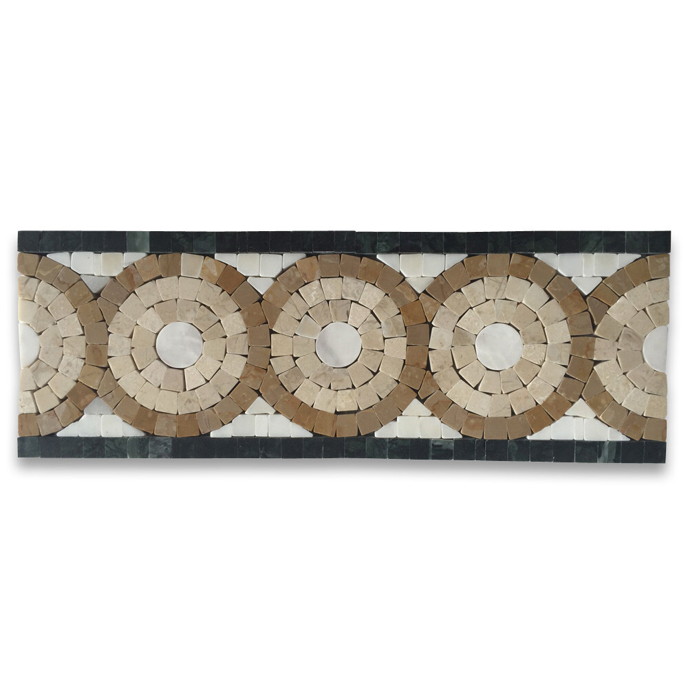 B0084P Marble Mosaic Border Accent Listello Tile Aura Gold 4×11 Polished