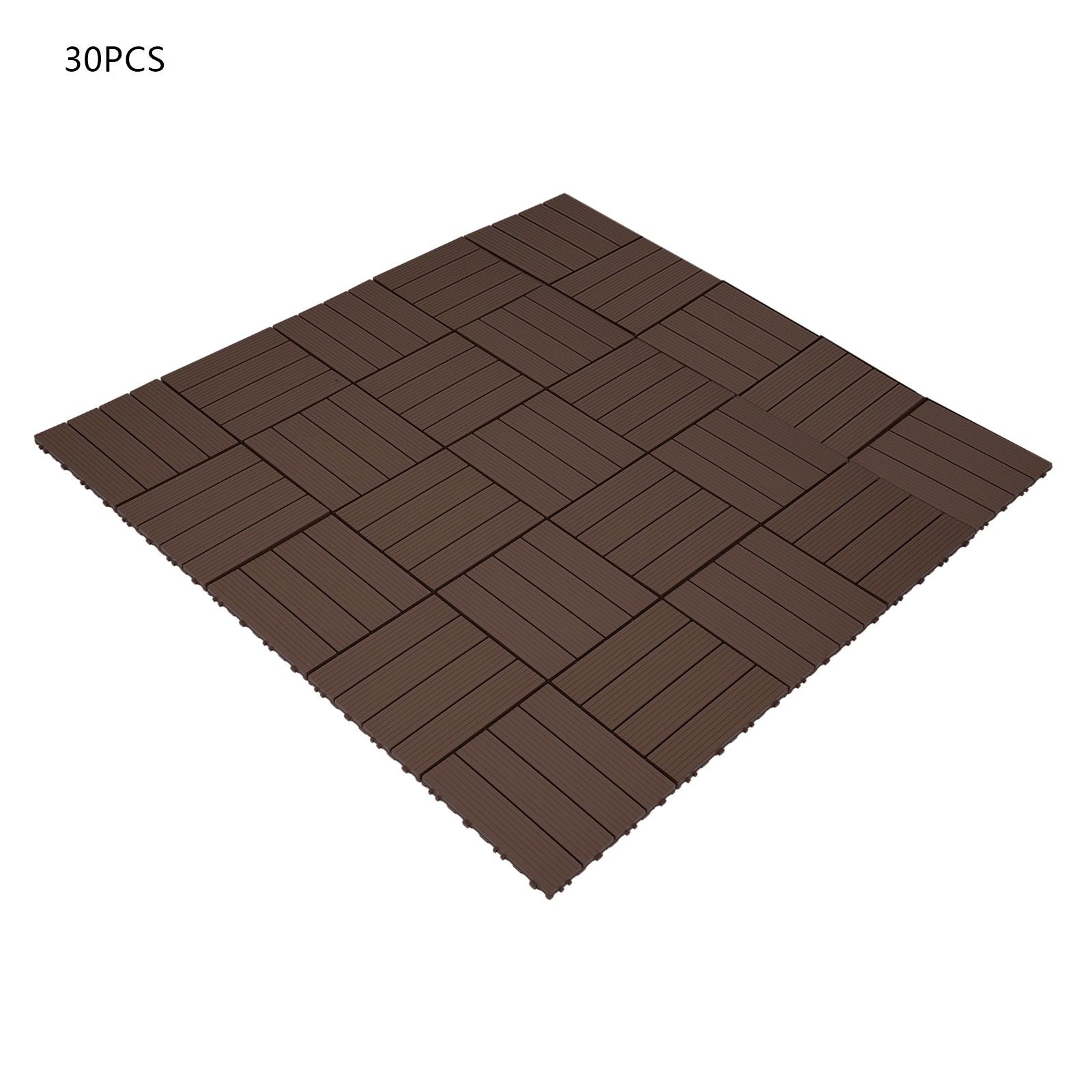30pcs Deck Patio Tile Interlocking Plastic Flooring Pavers 11.81*11.81*0.79in