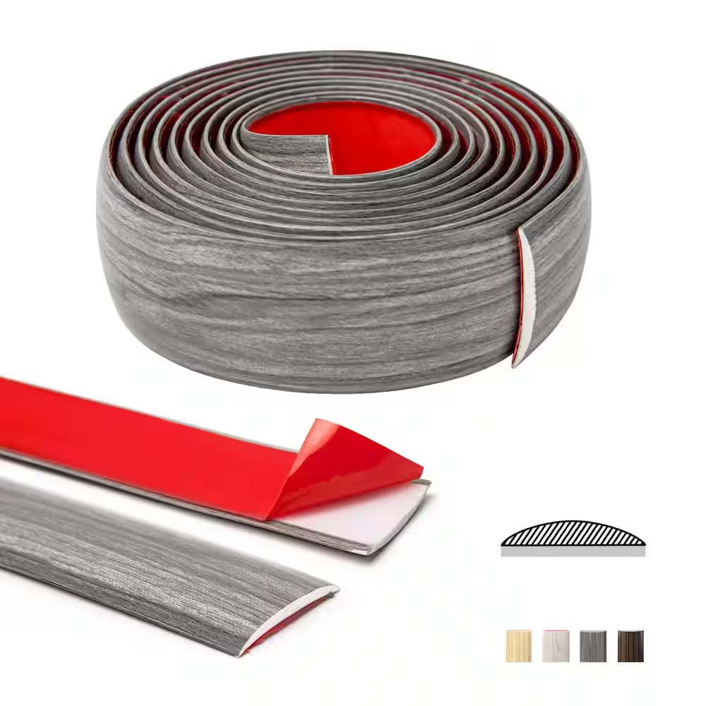 Gray 1.57 in. x 120 in. Self Adhesive Vinyl Transition Strip for Joining Floor