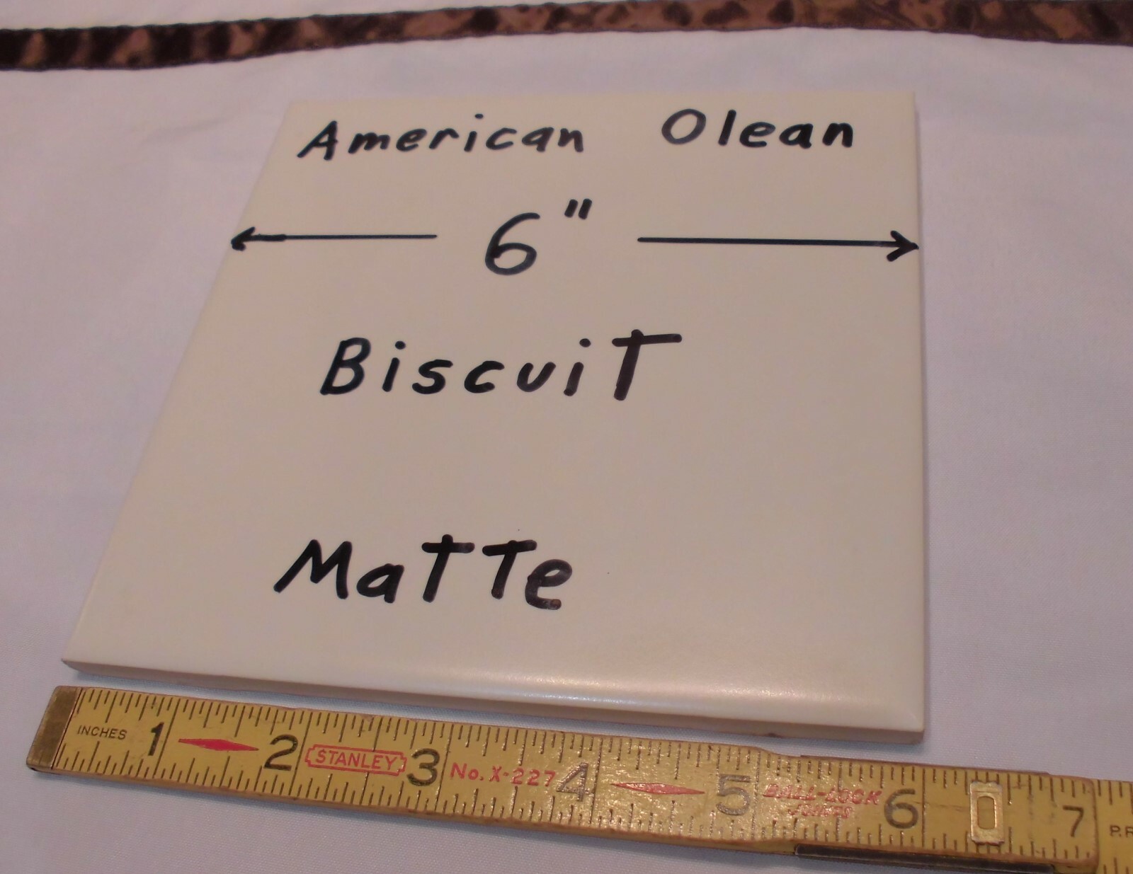 1 pc. 6″ X 6″ Ceramic Tile *Matte Biscuit* by American Olean from late 1990’s