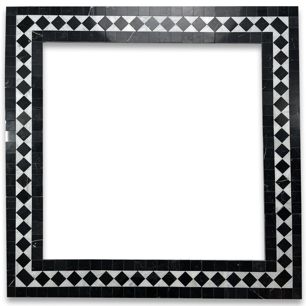 C861BXP White Carrara Marble Classic Diamond Mosaic Border Listello Tile
