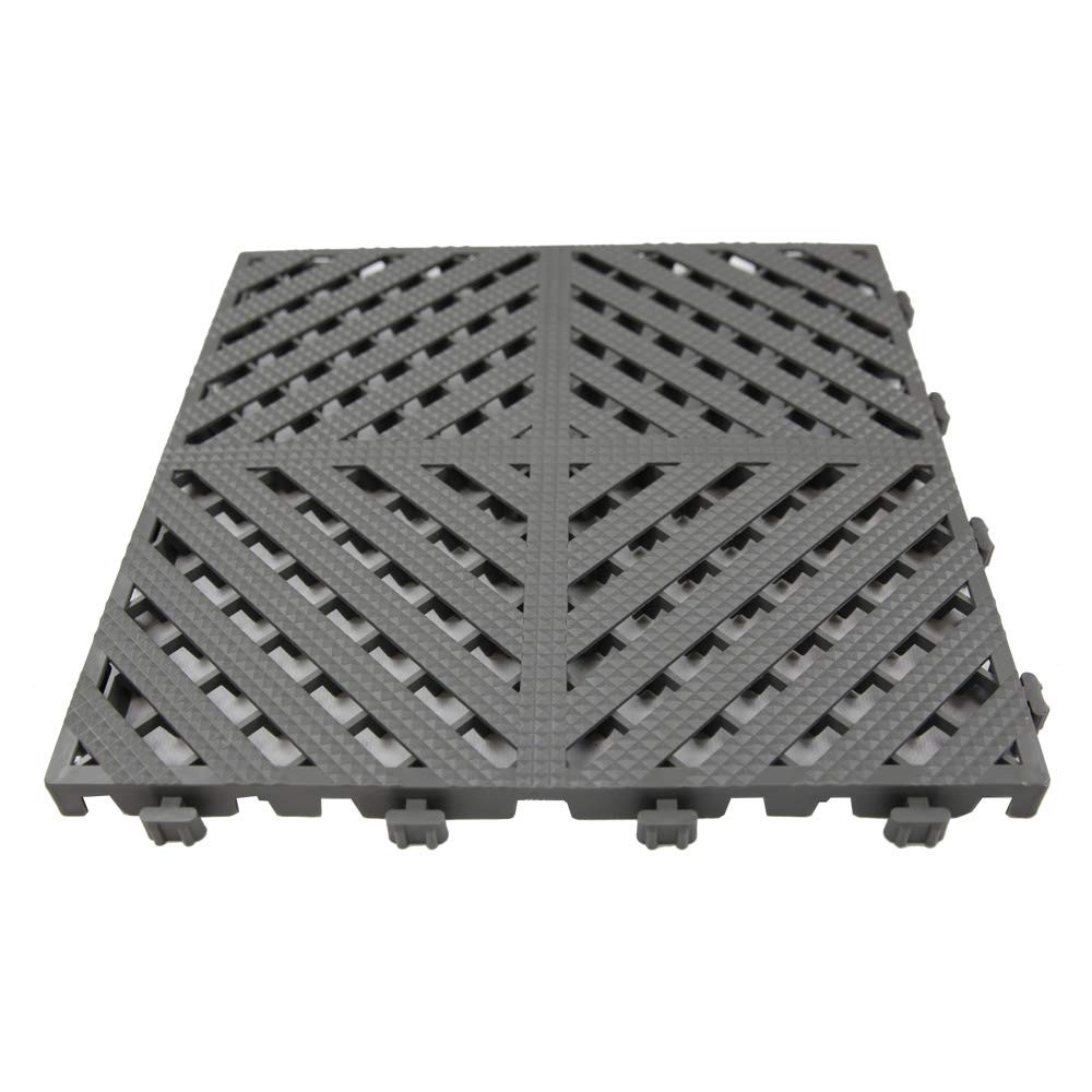 Modular Interlocking Deck Tile 13″x13″x3/4″ Heavy Duty for Garage Flooring, C…