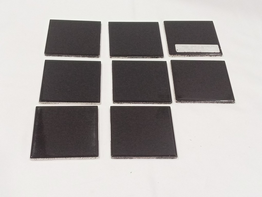 8PC US Ceramics Designers Choice 4-1/4″ Black Gloss Ceramic Tiles NOS #724764
