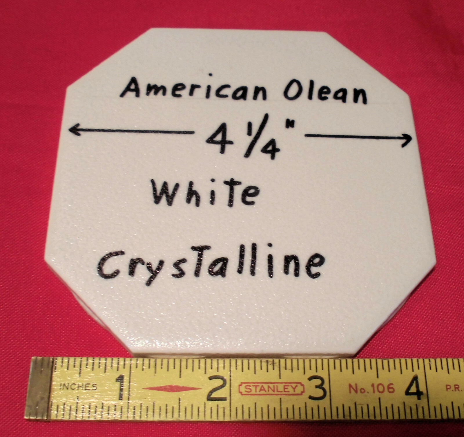 1 pc. Octagon Ceramic Tile 4-1/4″: White Crystalline by American Olean Co. NEW