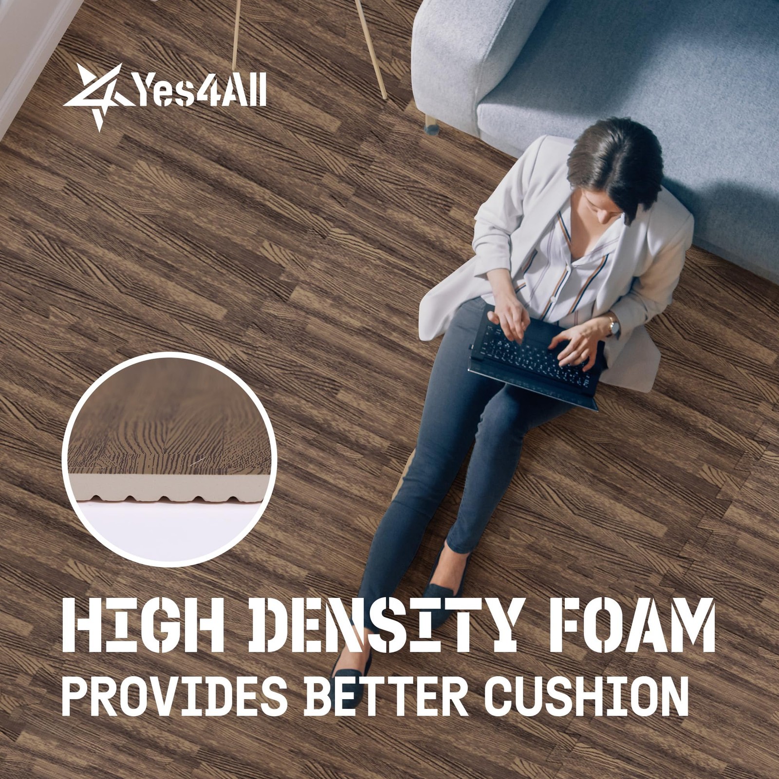 Yes4All 24″L x 24″W x 0.4″Th, G. 48 Square Feet (12 Tiles) – Dark Oak Wood