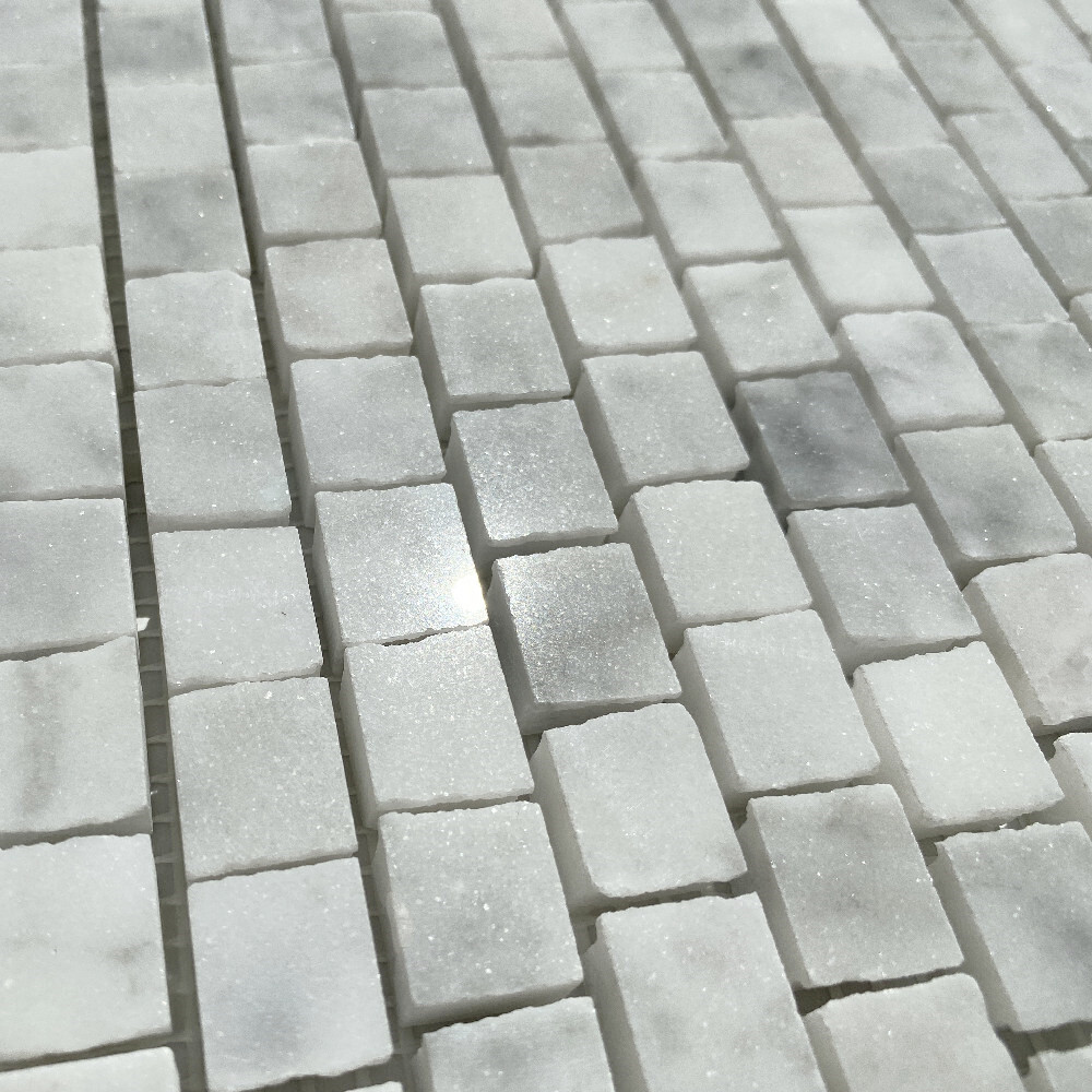 C29P Carrara White Marble HandClipped Random Broken Mosaic Tile Polished