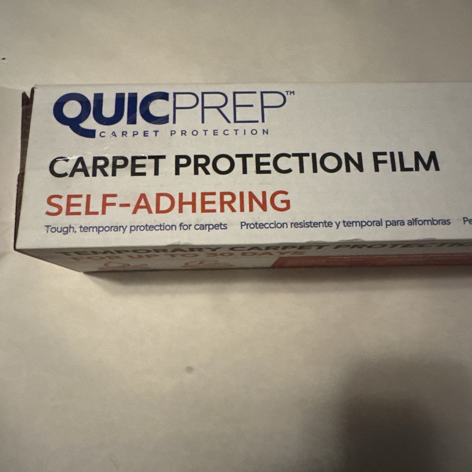 Carpet Self-Stick Plastic Carpet Protection 24in”x200ft’ Quicprep Made In USA