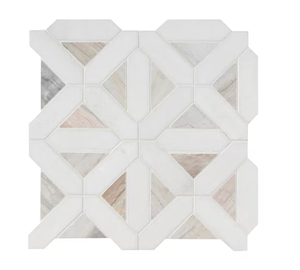 MSI Angora Geometric Pattern 12″ x 12″ Polished MarbleMosaic Tile(10 sq ft/Case)