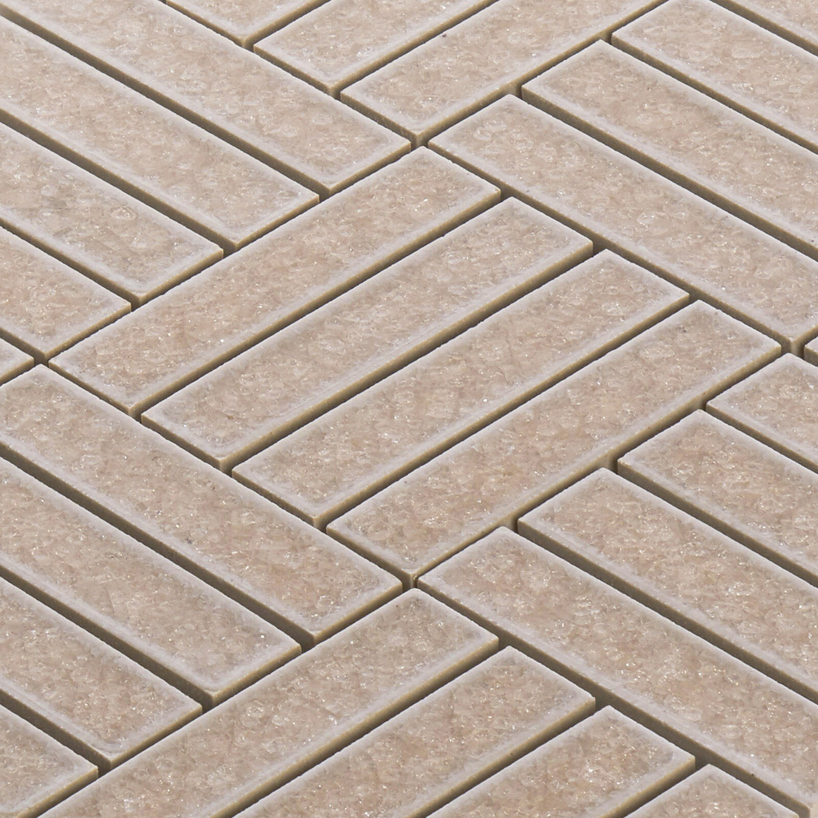 Beige Cream Crackle Glass Basketweave Parquet Mosaic Tile Kitchen Backsplash