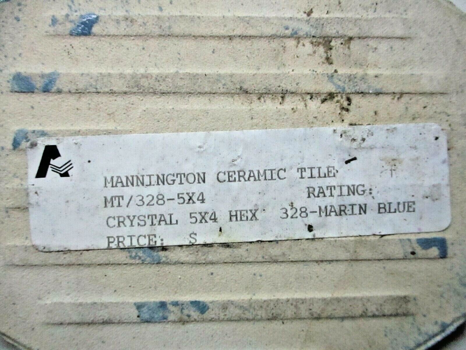 1 Tile Mannington USA Hexagon 4-3/8″ Crystalline 328 Marine Blue Ceramic Vtg MCM