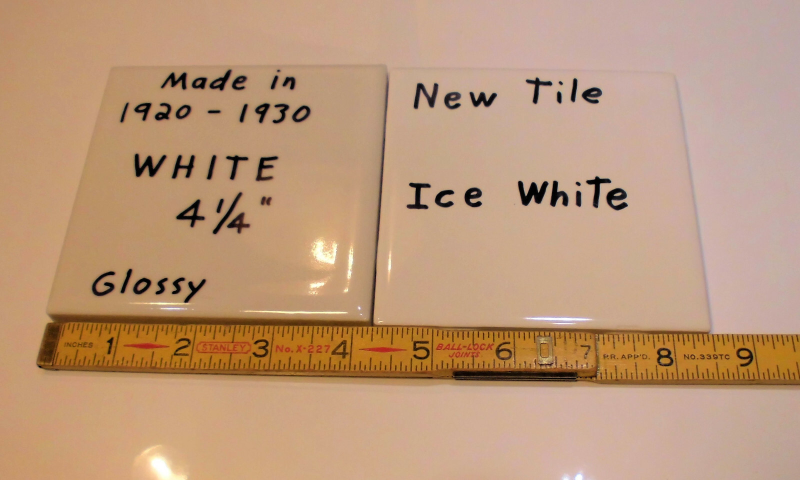 1 pc.*Vintage White* 4-1/4″ X 7/16″ Thick Glossy Ceramic tile; Criteria 1920’s