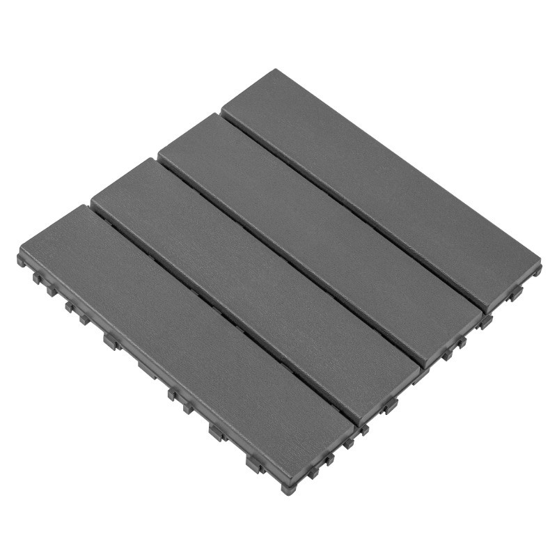 44-Pack Plastic Interlocking Decking Tiles, 12×12 Inches, Dark Gray