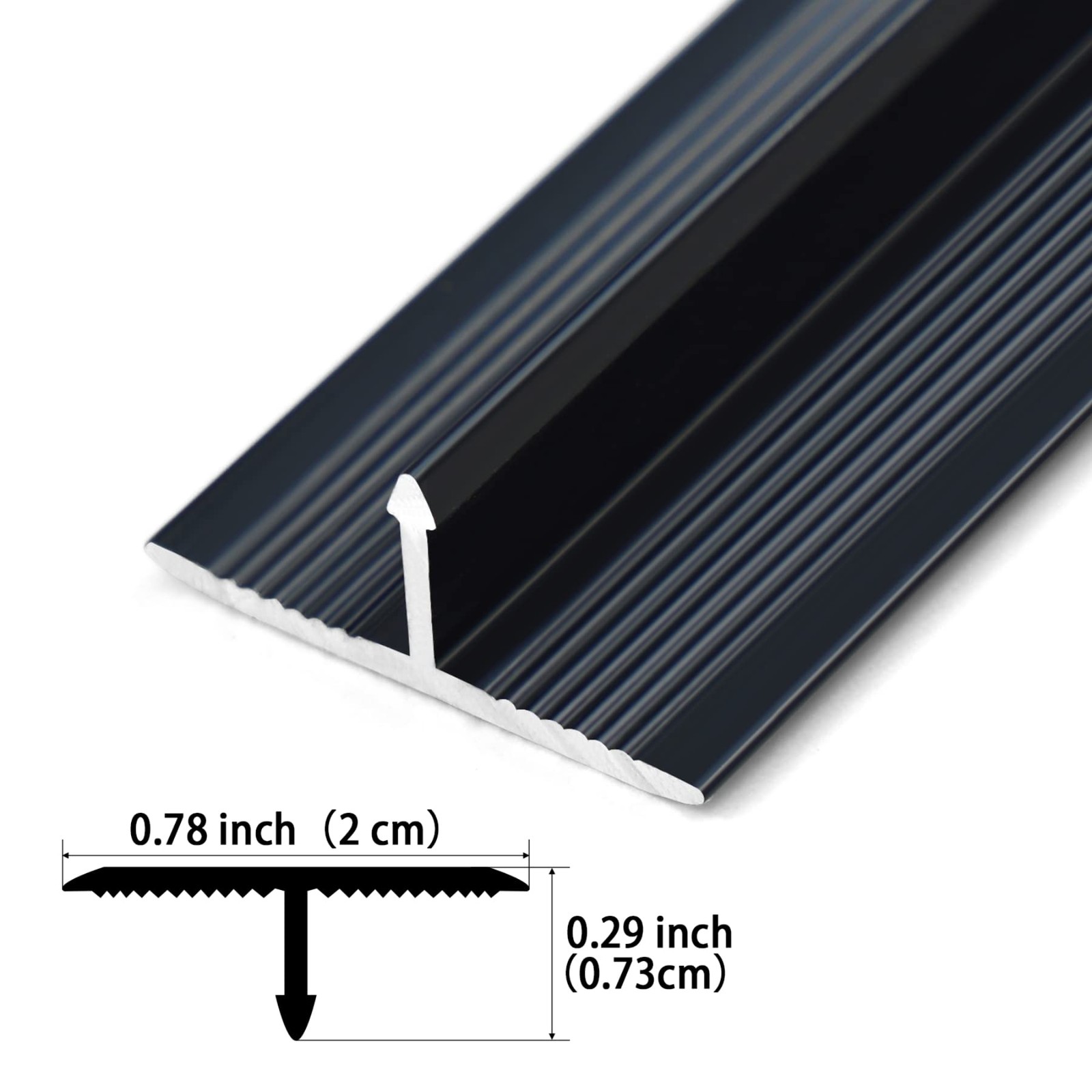 Trimold 3Pcs Aluminum T Molding Trim & Floor 2.9ft x 0.8in, Matte Black