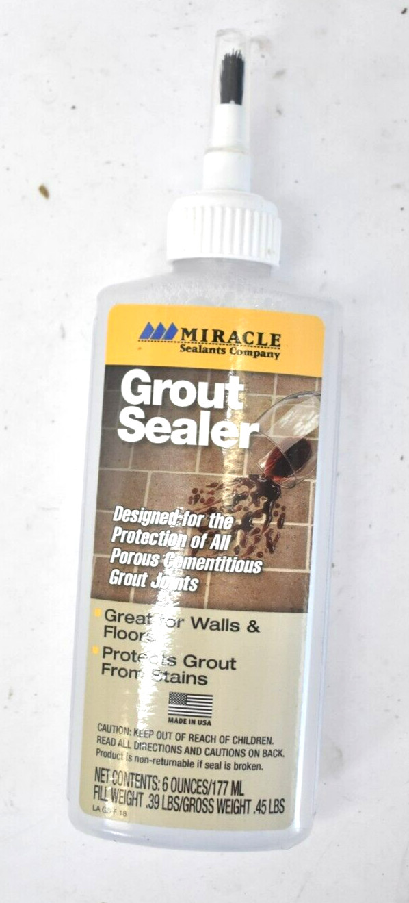 Miracle Sealants Grout Sealer Tile Joint Protector w Brush Tip 6oz Bottle