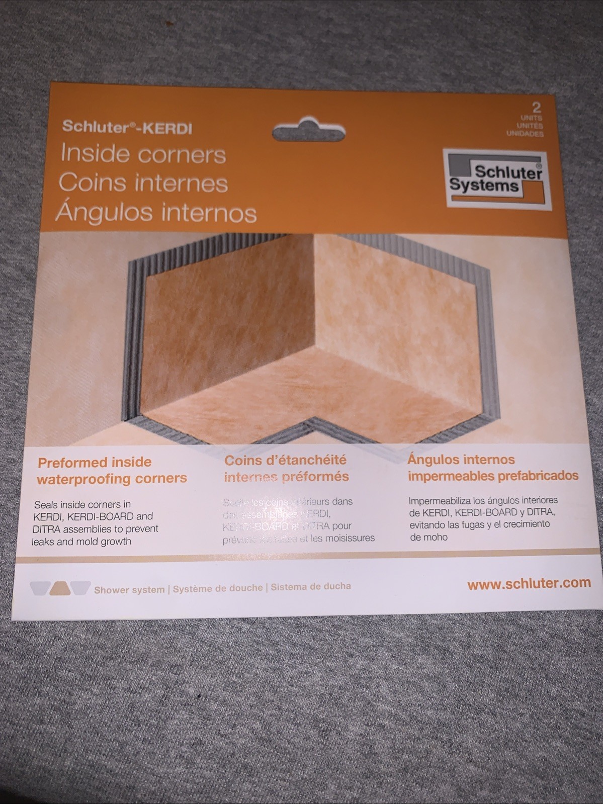 Schluter- KERDI Inside Corners, 1 Pack – 2 Pieces, KERECK/F12, New! Sealed!