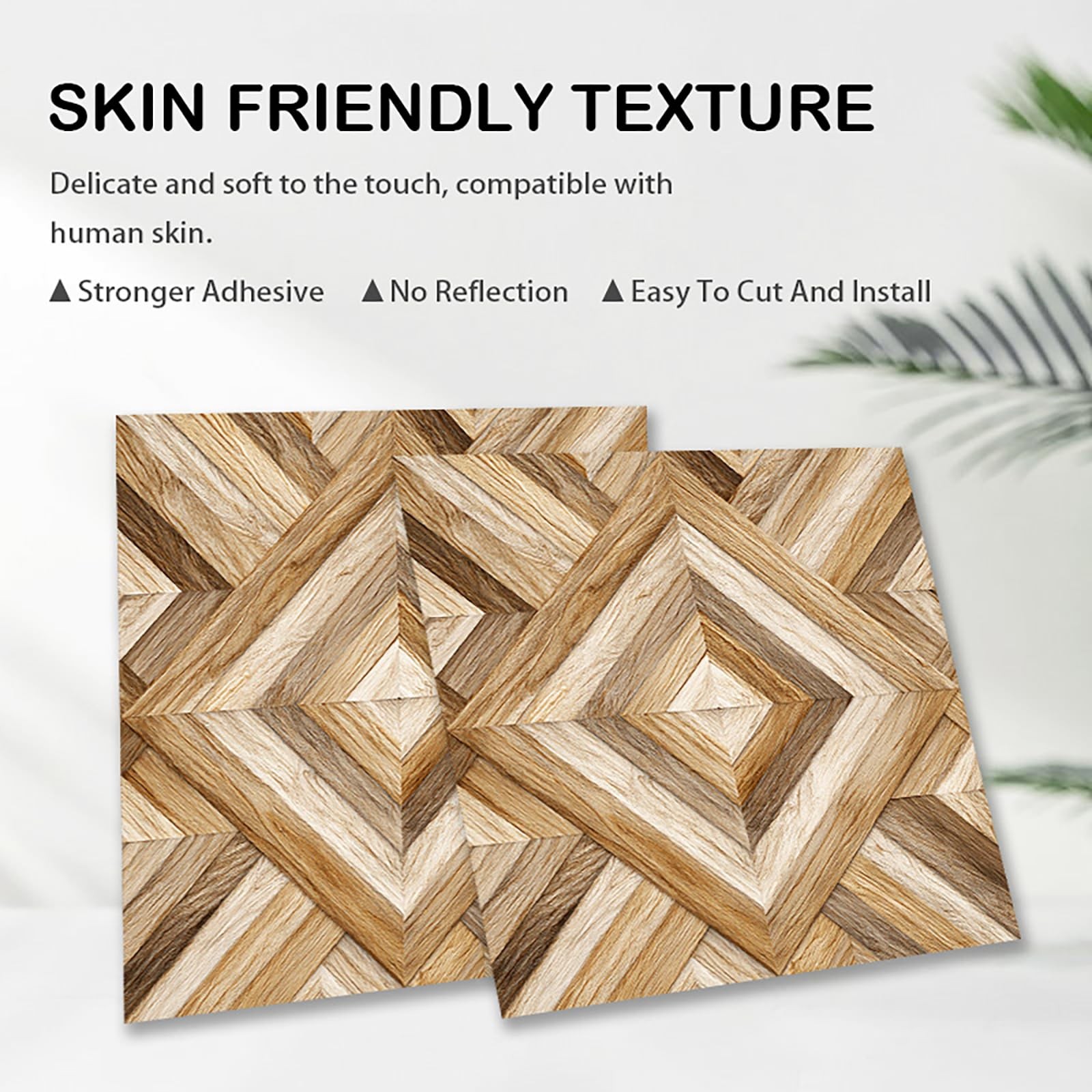 Peel and Stick Vinyl Flooring, 12×12 Inch Geometric Triangle Marble-Look, Sel…