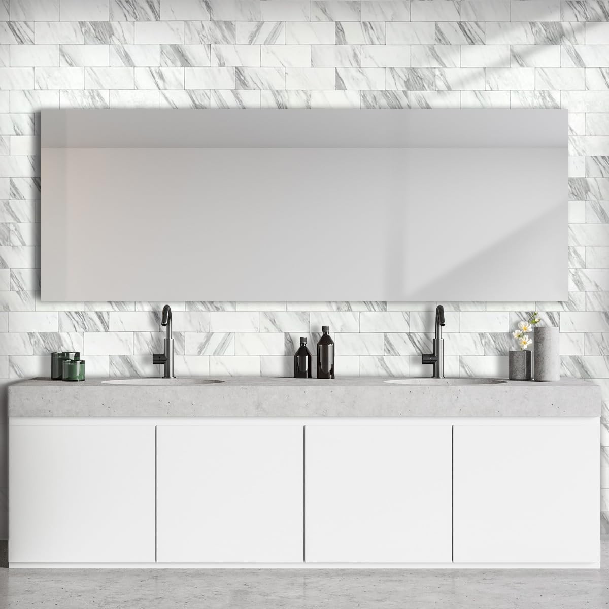 100-Piece White Marble Look Peel and Stick Backsplash Wall Tiles, 3″ x 6″ PVC…