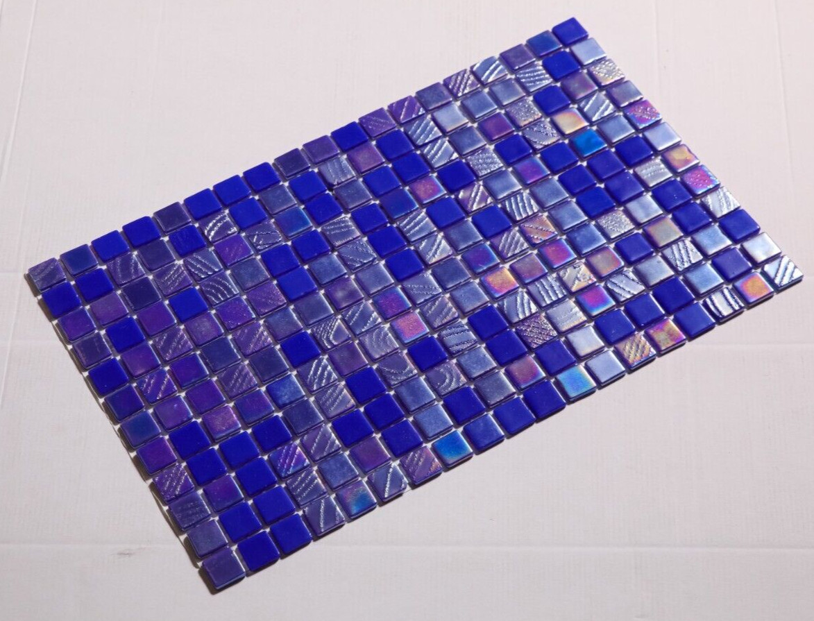Pressed Glass Mosaic on Net for Pool 32.5×51.5 -Alves Blend Cobalt Pool