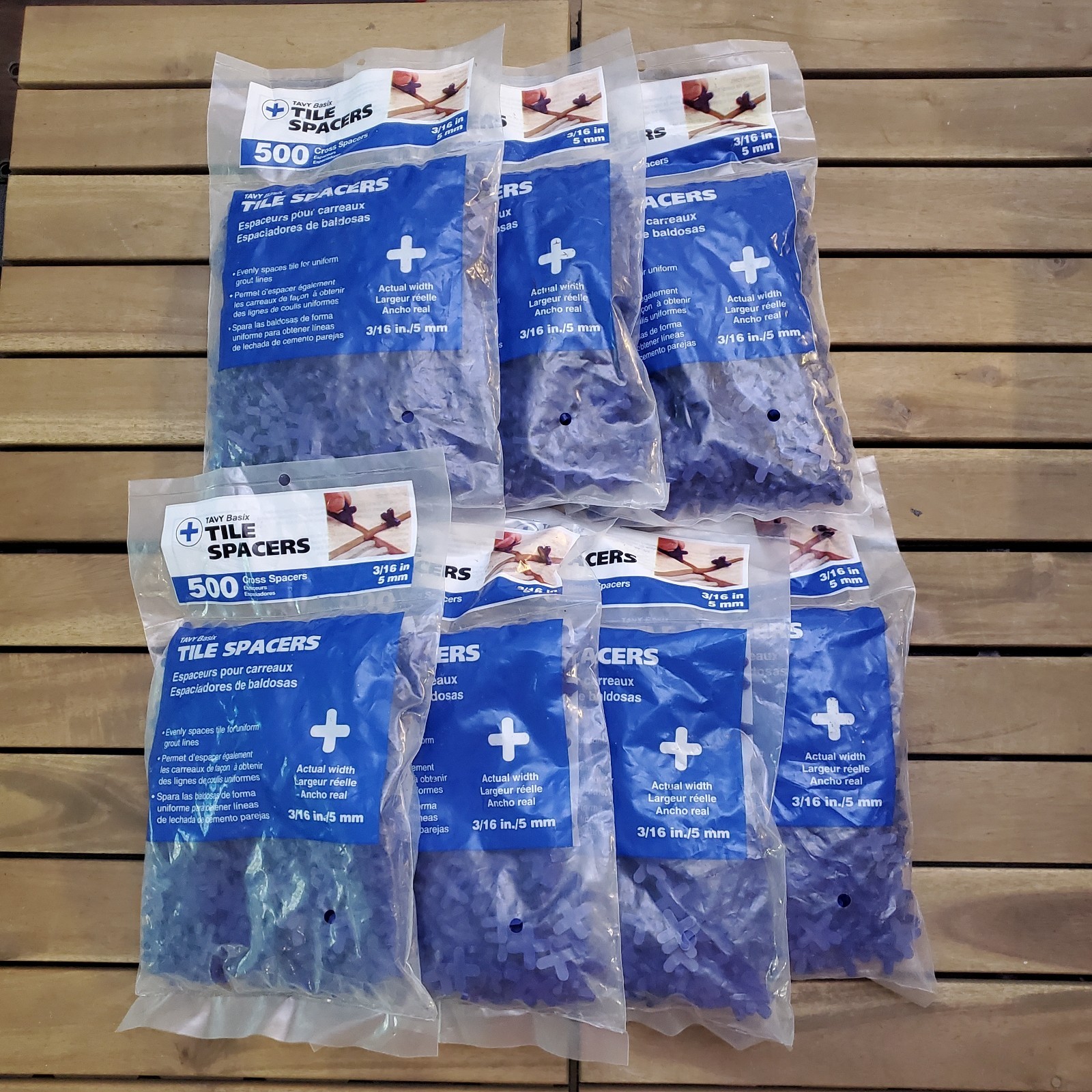 7 PACKS of 500 Cross Plastic Tile Spacer TAVY Basix 3/16″ 5mm 3,500 TOTAL UNITS