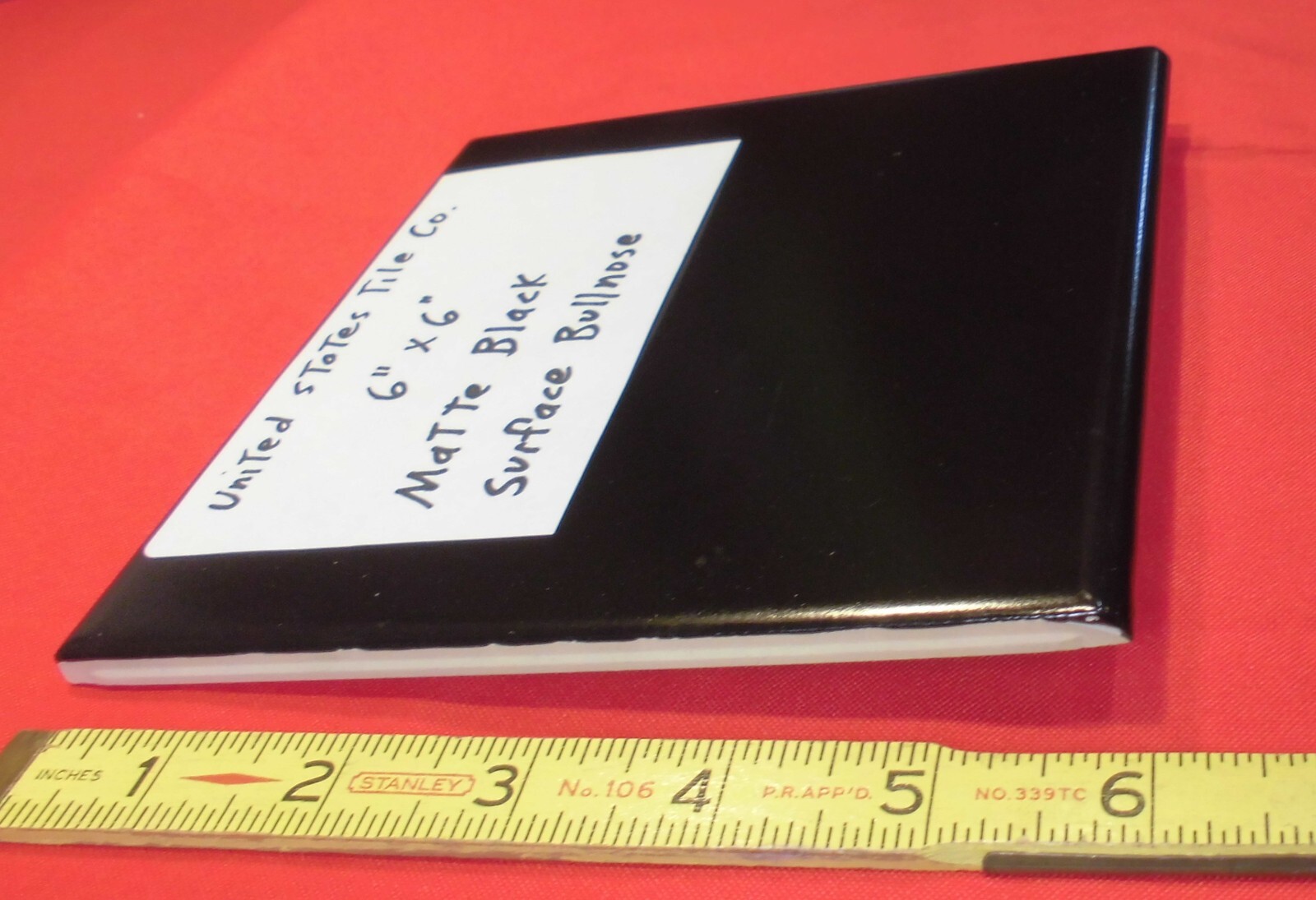 1 pc. *Matte Black* 6″ X 6″ Ceramic Bullnose: United States Tile Co. NEW