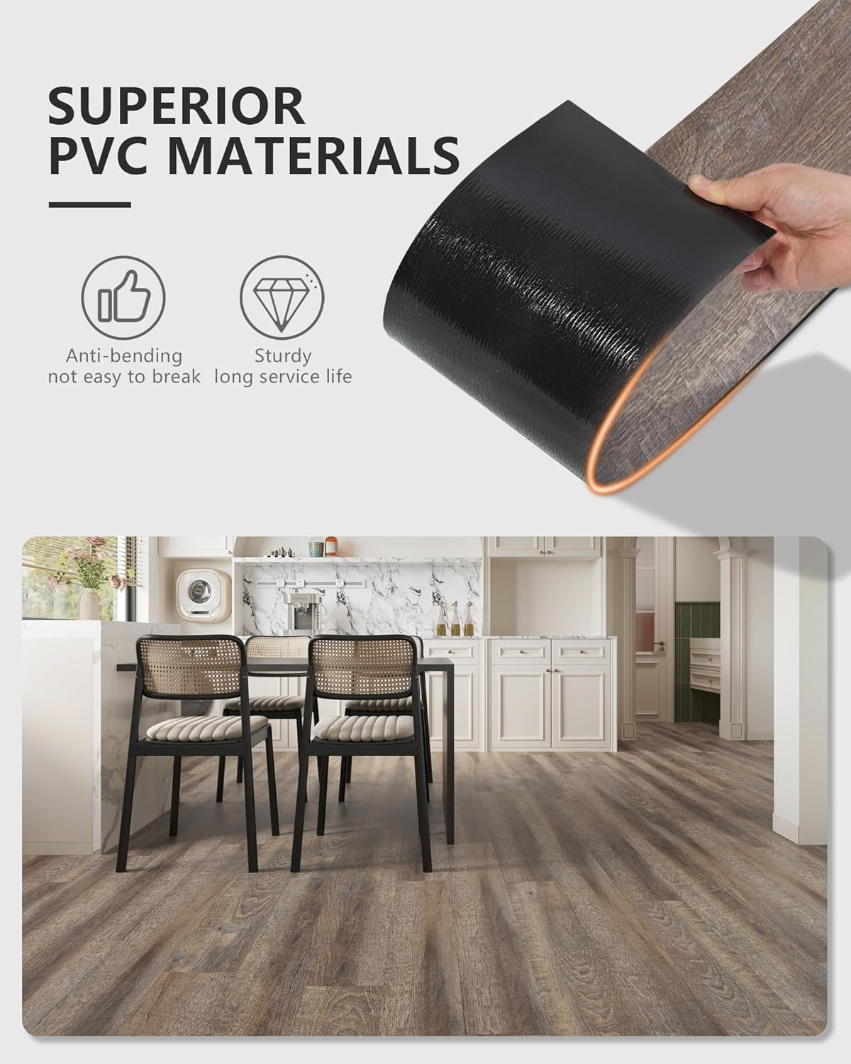 Peel and Stick Vinyl Flooring Tiles, 36 Sq. Ft. Twisted Gray Oak Design