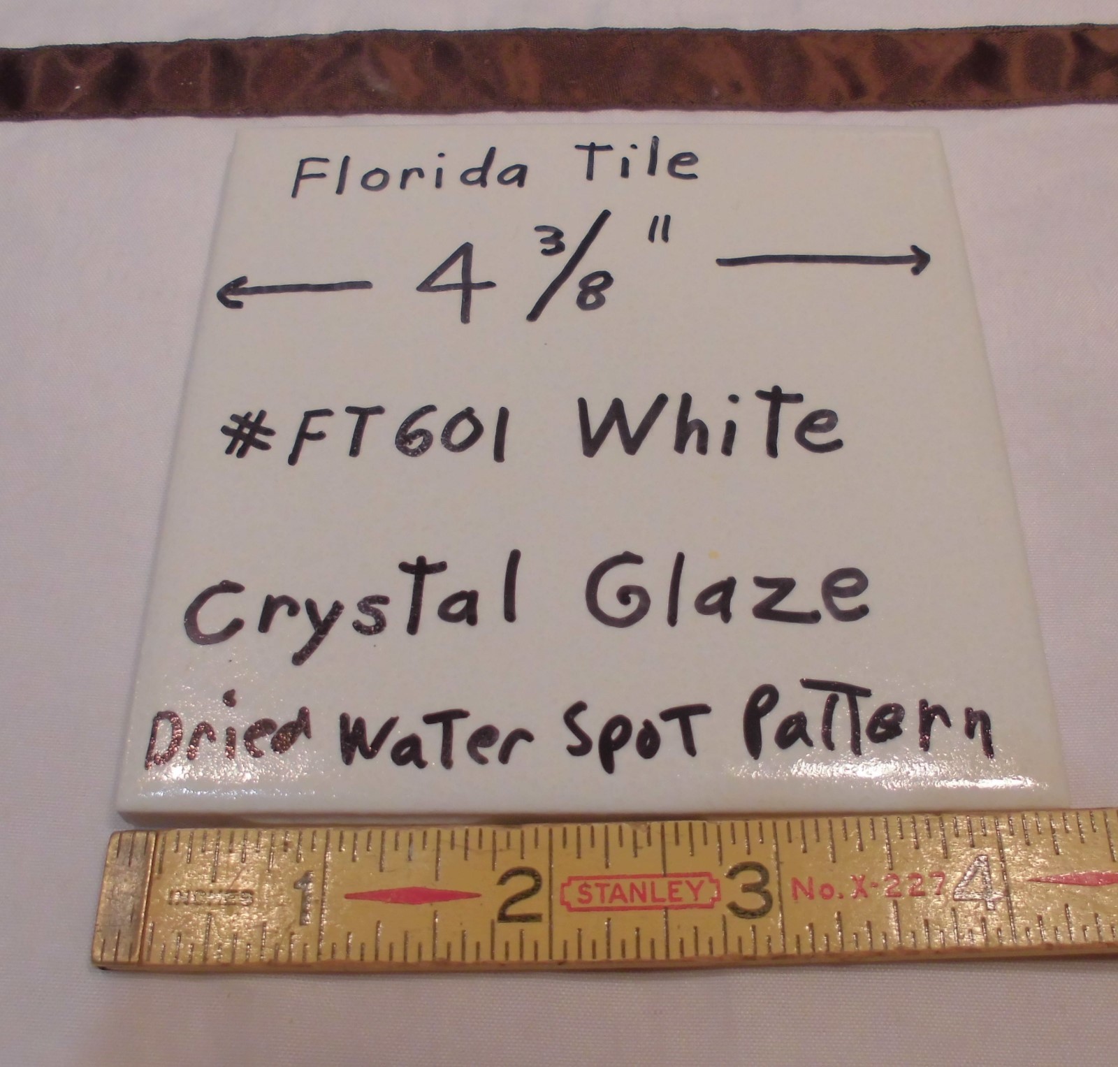 1 pc. *White* Ceramic Tile 4-3/8″ Crystal Glazed by Florida Tile Co. (NOS)