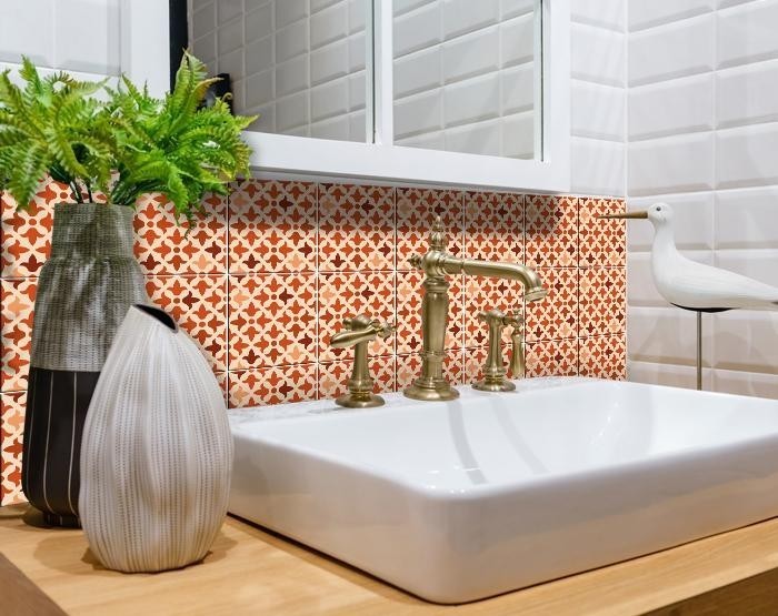HomeRoots 399997 6 x 6 in. Terra Cotta Red Tango Peel & Stick Tiles