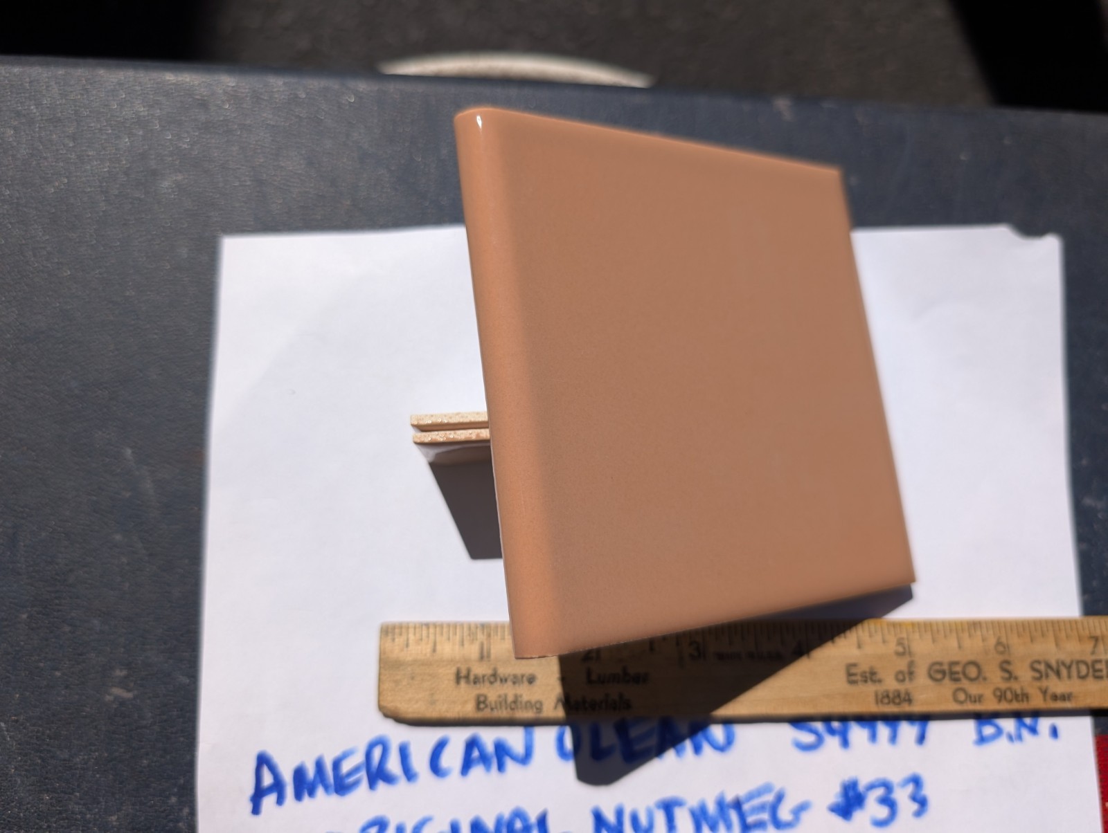 2 pcs American Olean Bullnose S4449 4-1/4″ Sq. Nutmeg #33 Glossy NEW Original