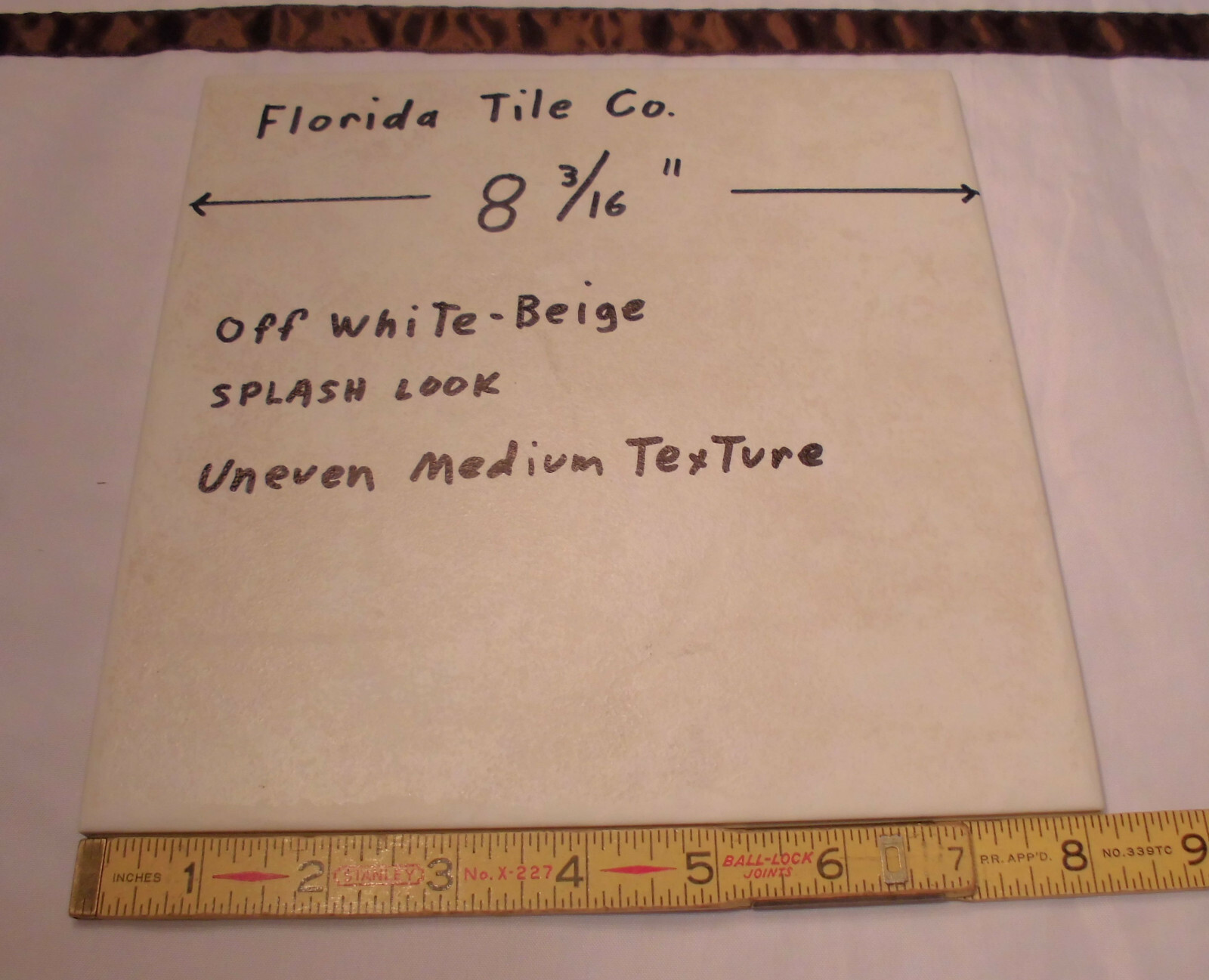 1 pc. Florida Ceramic Floor Tile 8-3/16″ *off-white beige* medium textured New