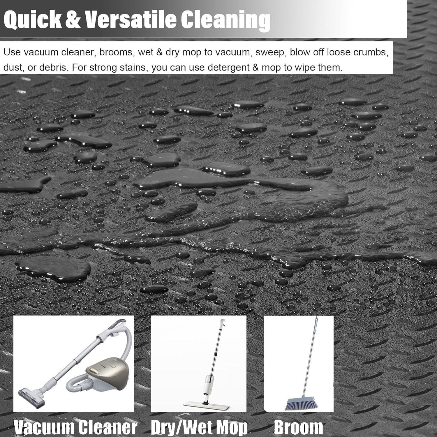 Durable 4×8 FT Rubber Flooring Roll – Easy Clean Waterproof Anti-Slip Material