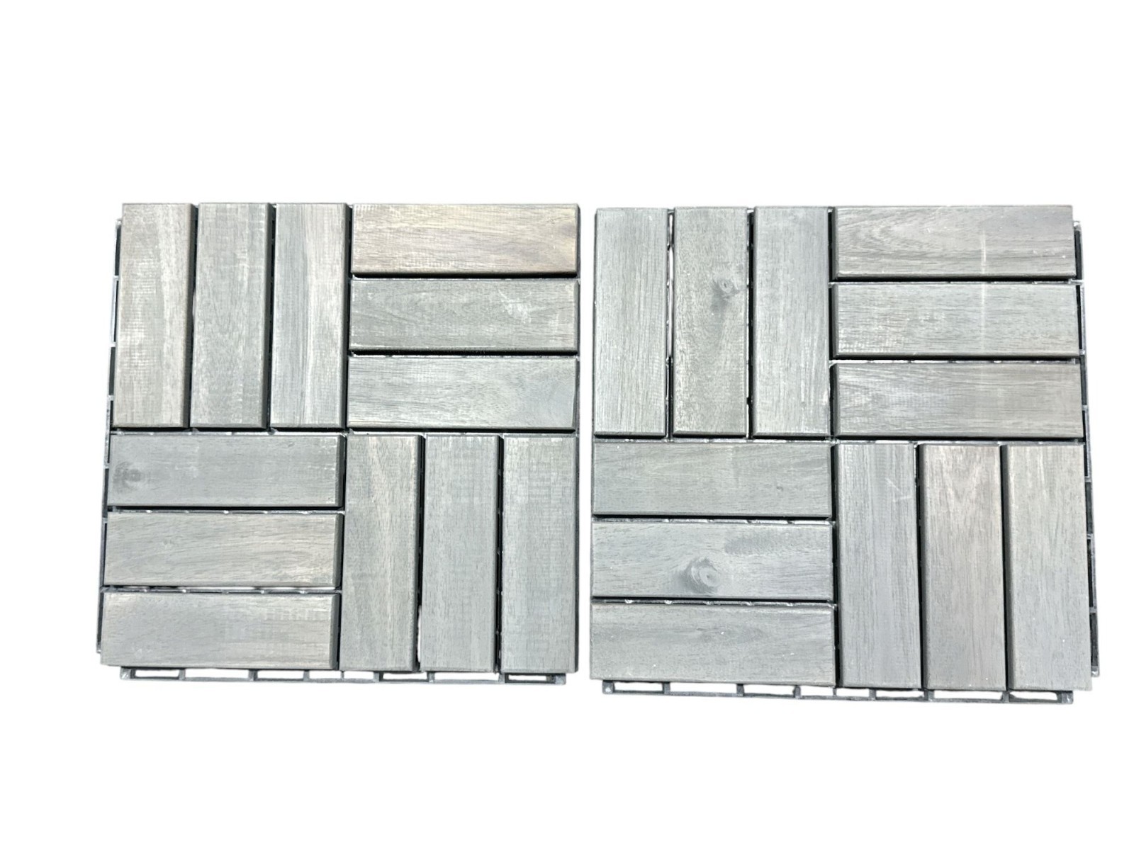 Thyoi Deck Tiles 12″x12″ Natural Acacia Wood Waterproof PP Base Grey 10 Pieces S