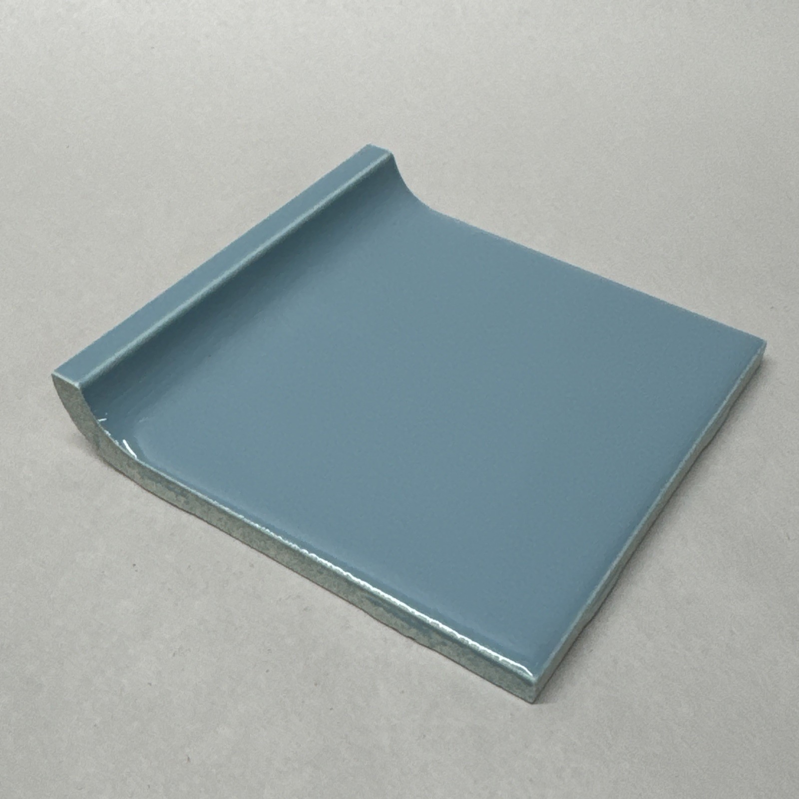 American Olean Ceramic Tile #28 Azure Blue Glossy 4 ¼” size Cove Base Curve