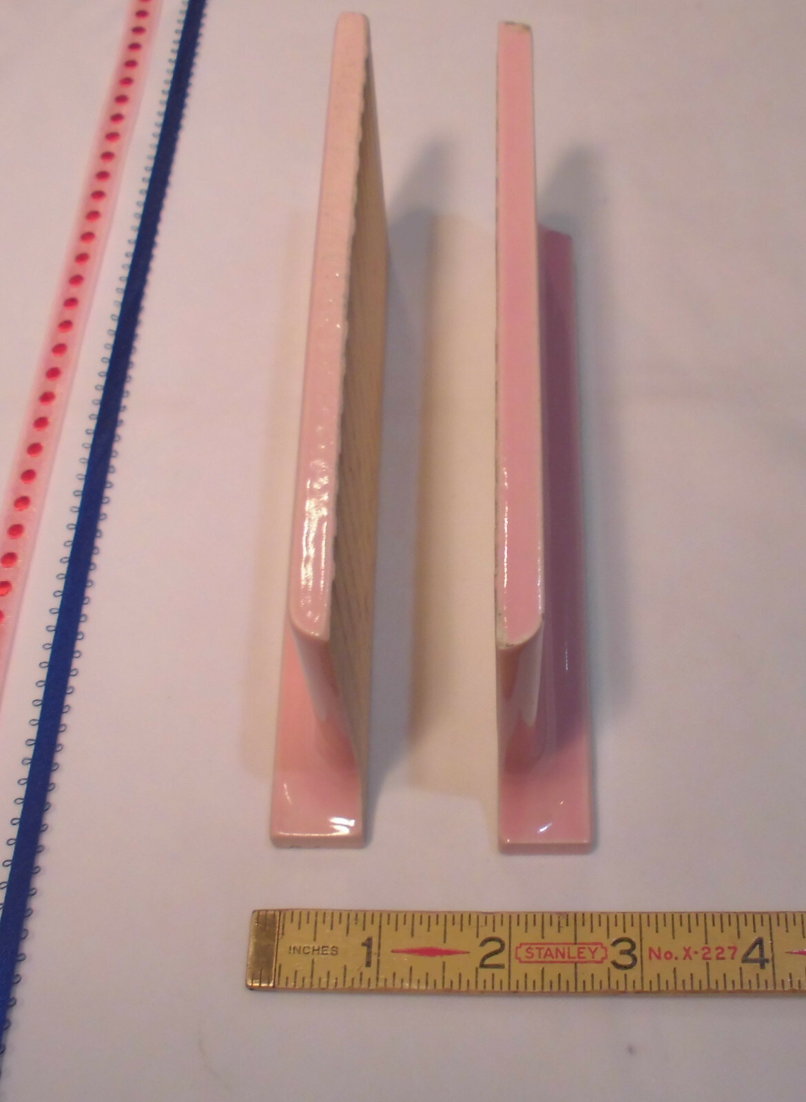 2 pcs. *Pink Coral* Finish Corner Flat Top cove/base Ceramic Tile 3″ X 6″ A.O.