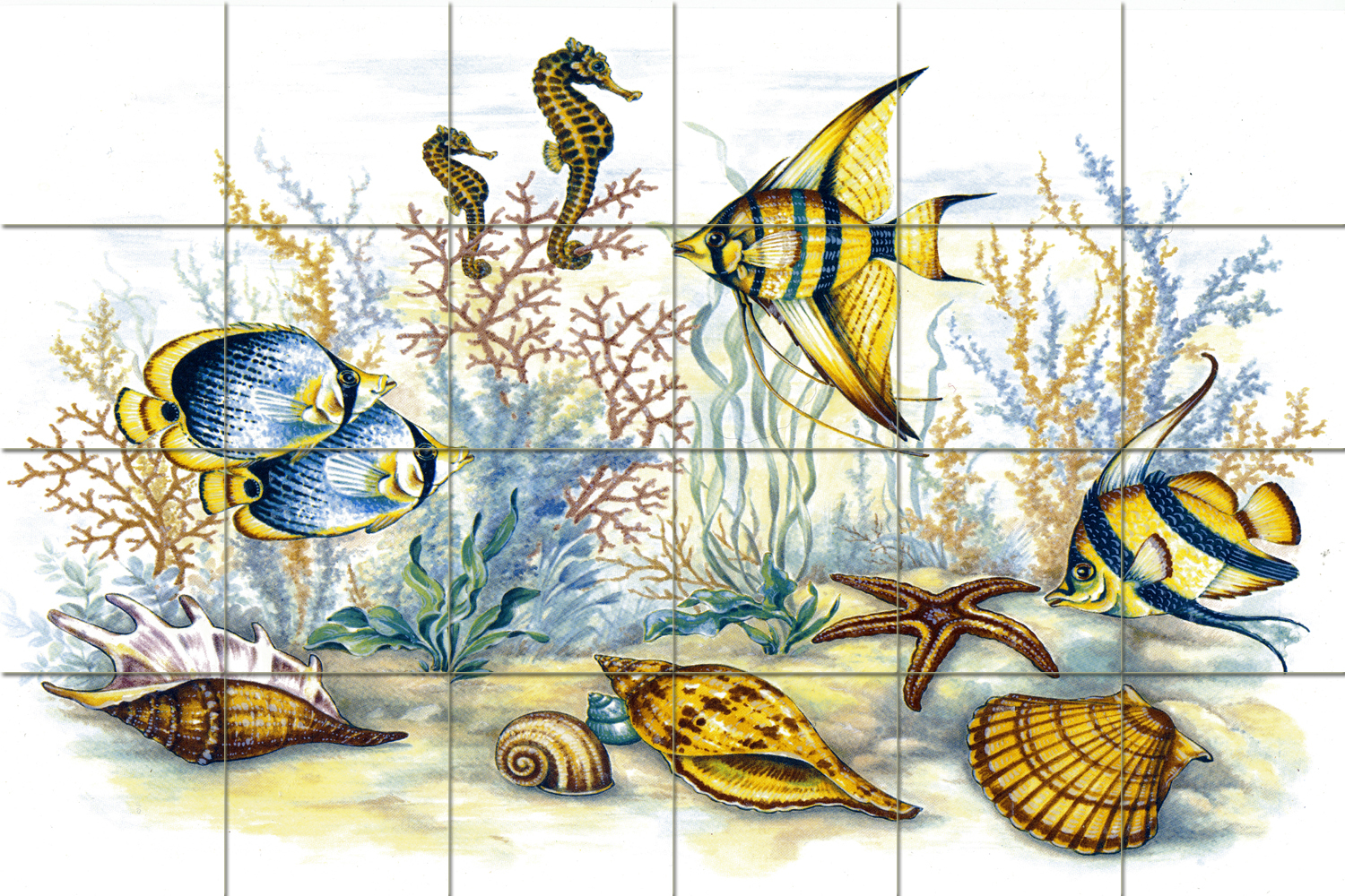 36 x 24 Art Under the Sea Ceramic Mural Backsplash Bath Tile