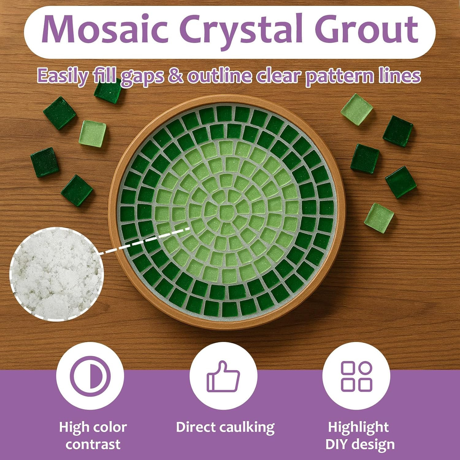 200g Mosaic Crystal Grout for Crafts, Direct caulking (White) | High Color Co…