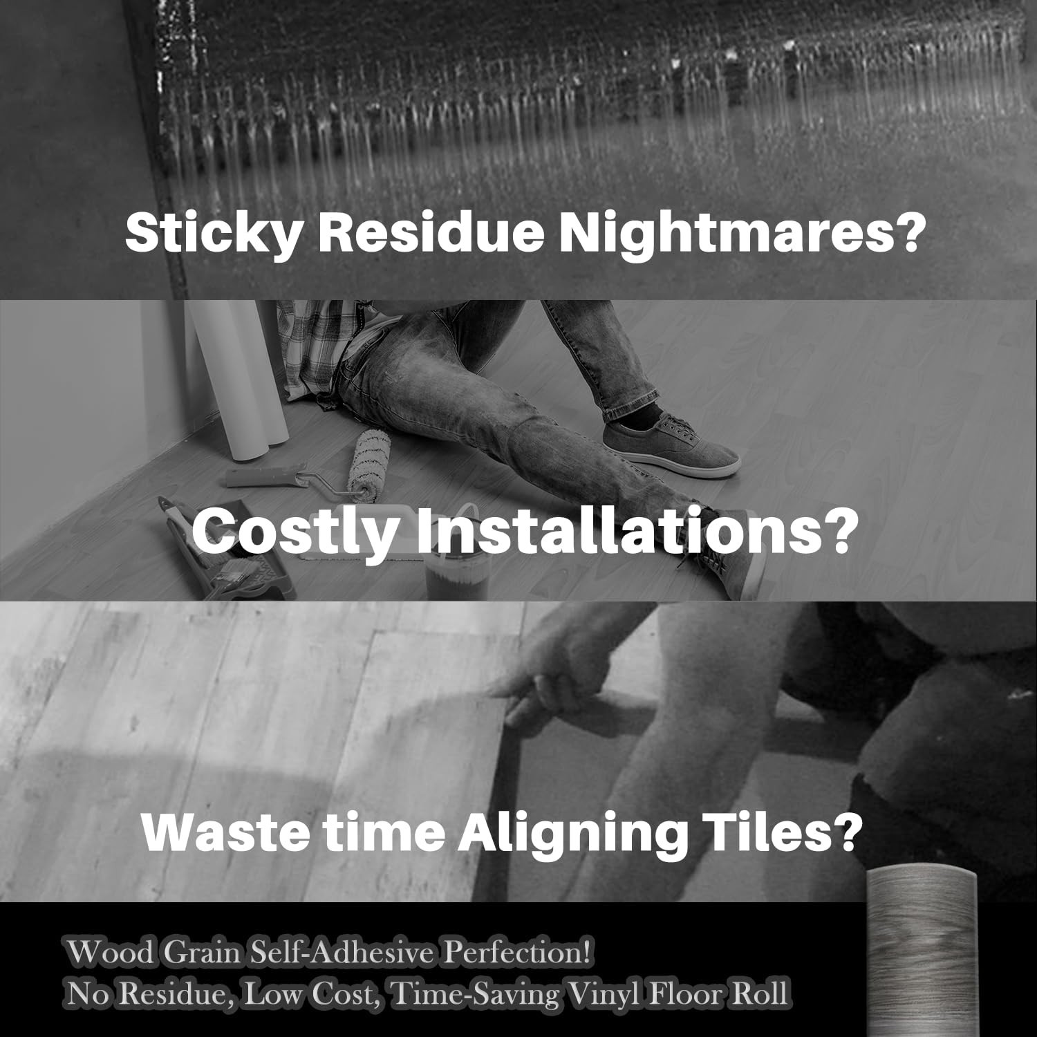 11.8″ Wood Grain Peel & Stick Vinyl Floor Tiles Roll – Waterproof, Non-Slip, …