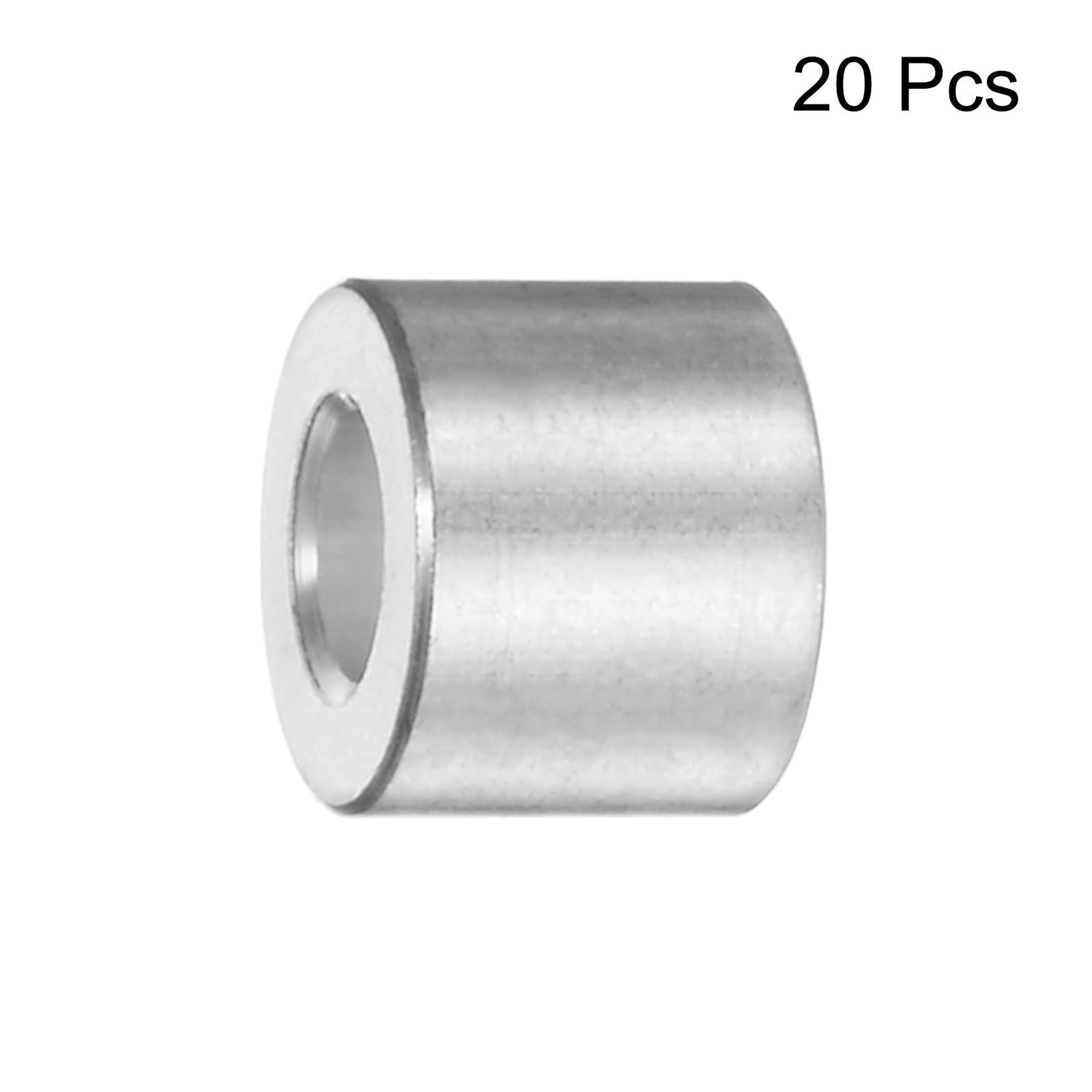 uxcell 20pcs Aluminum Spacer 5mm Bore 10mm OD, 8mm Length Screw Silver tone