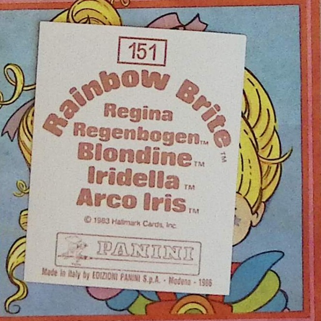 RAINBOW BRITE QUEEN RAINBOW BLONDE IRIDELLA RAINBOW PANINI STICKER N 151