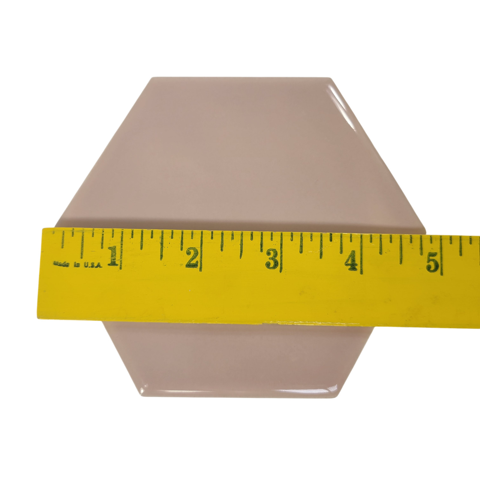 Pink Ceramic Tile Hexagon Subway Vintage Mid Century Modern Rippled Undulated