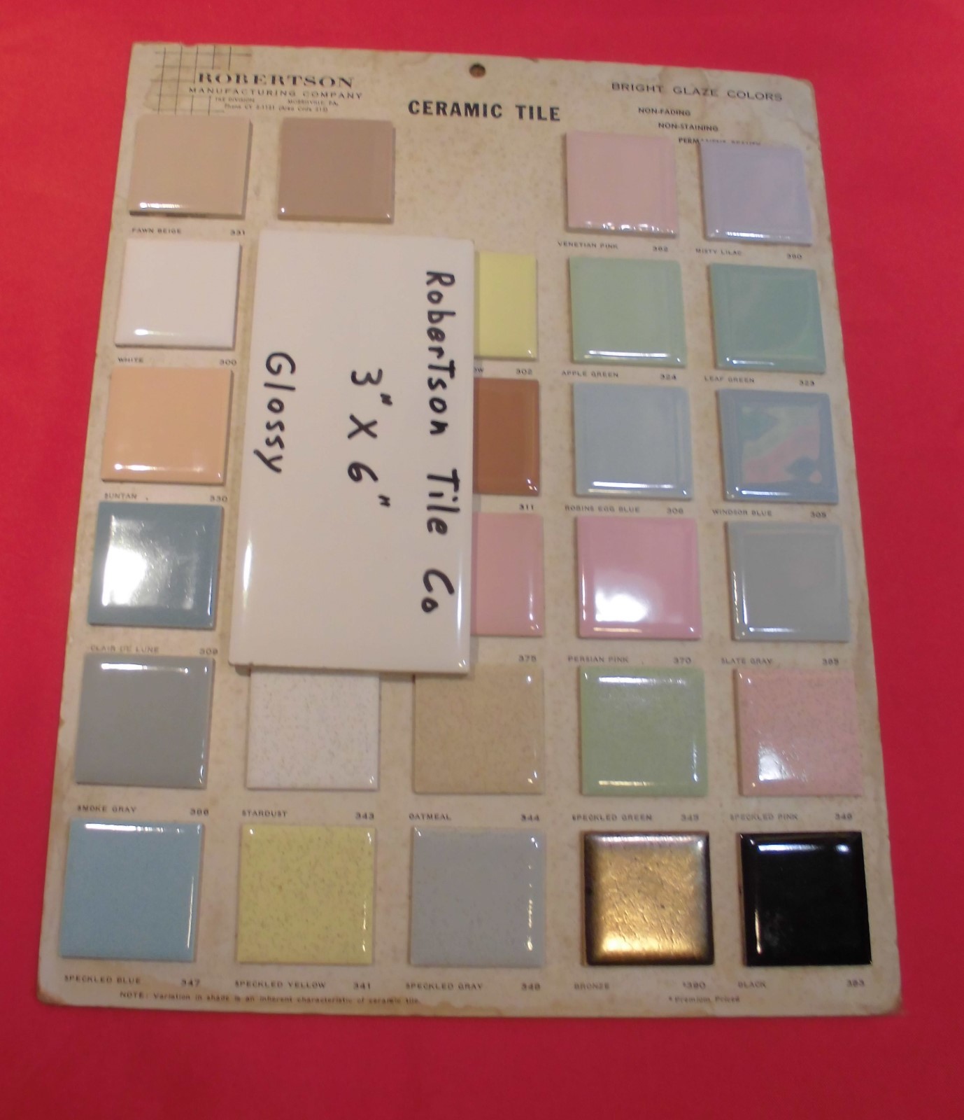 1 pc. Vintage *White* Subway Glossy Ceramic Tile 3″ X 6-1/16″ Robertson Co. NOS