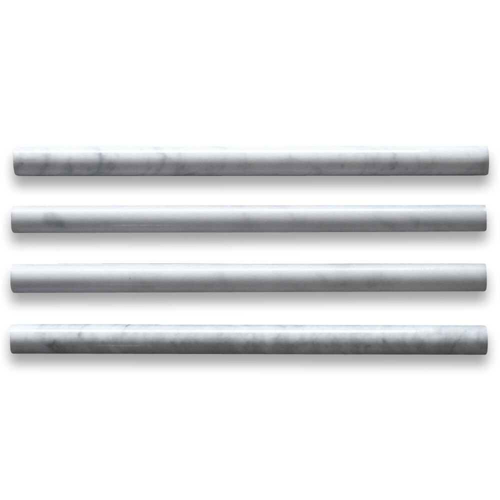 C18P Carrara Marble Pencil Liner Trim Molding Venato Carrera Polish 3/4×12