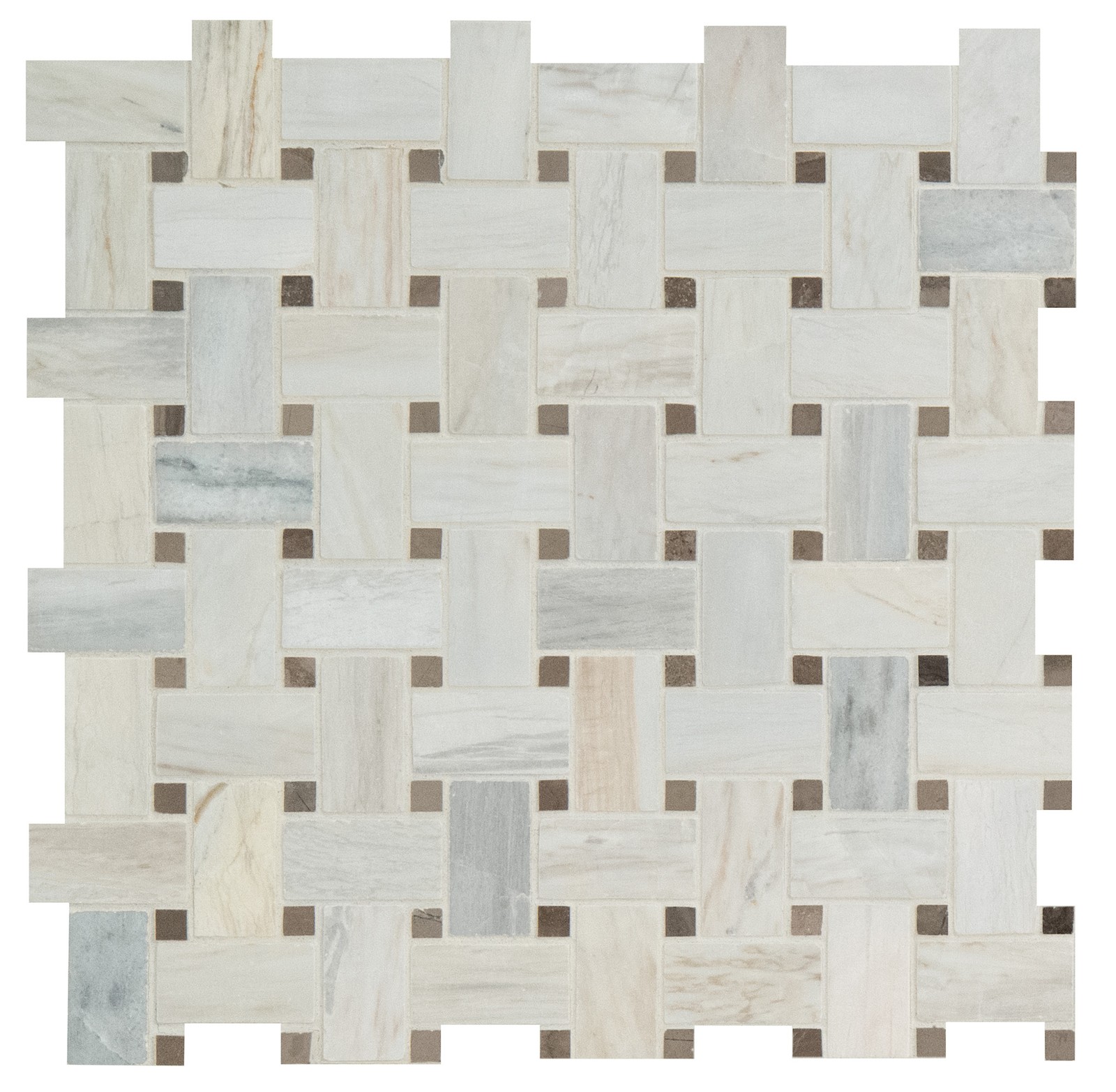 Ackland AKM-S-1X2WVP-CA 12″ x 12″ Marble Basketweave Wall Mosaic – Auralie