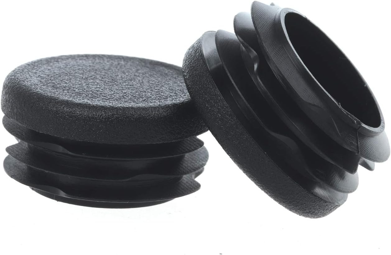 Paquete De 12 Tapones Redondos De Plastico Para Tubos 38Mm OD 1-1/2 Inch Negros