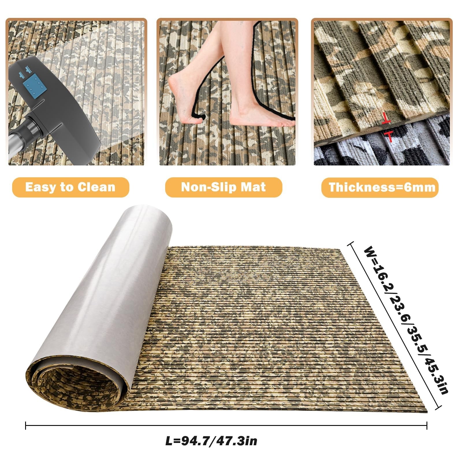 Boat Flooring EVA Foam Boat Decking Camo 94″x45″/35″/23″ Non-Slip Boat Mat Se…