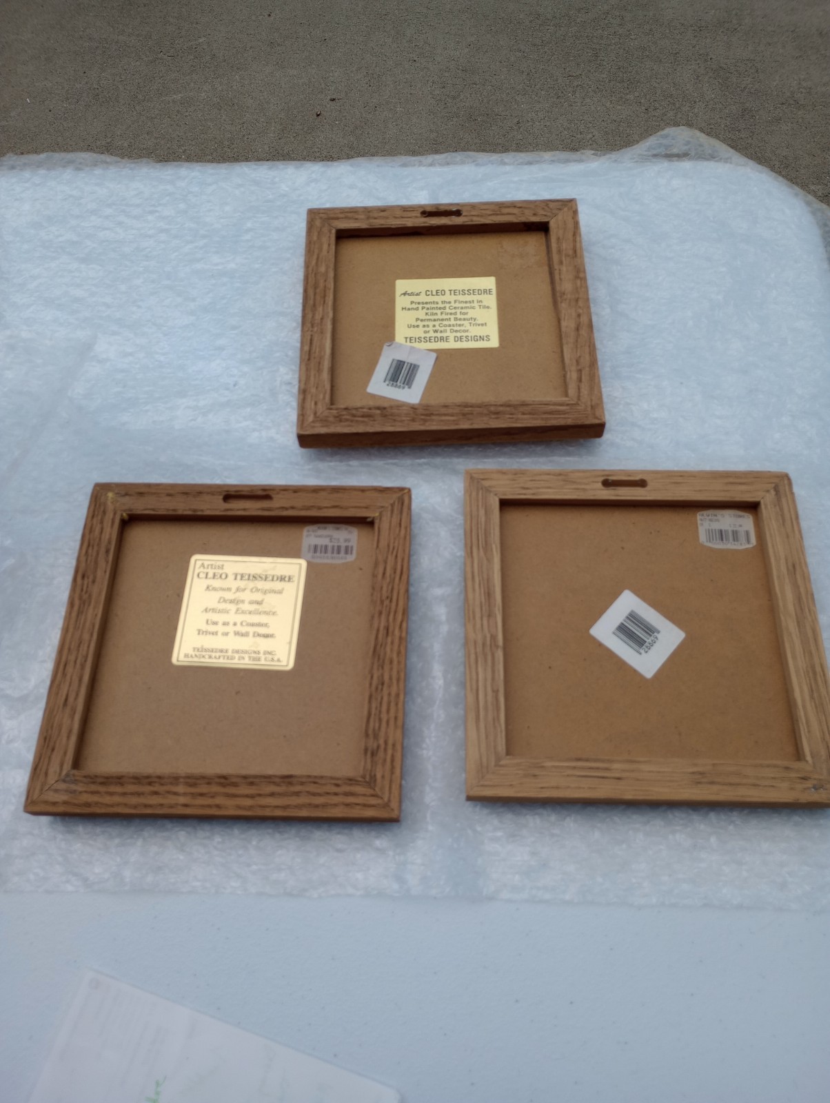 Vintage Cleo Teissedre Tiles Framed Trivets Wall Art Native American