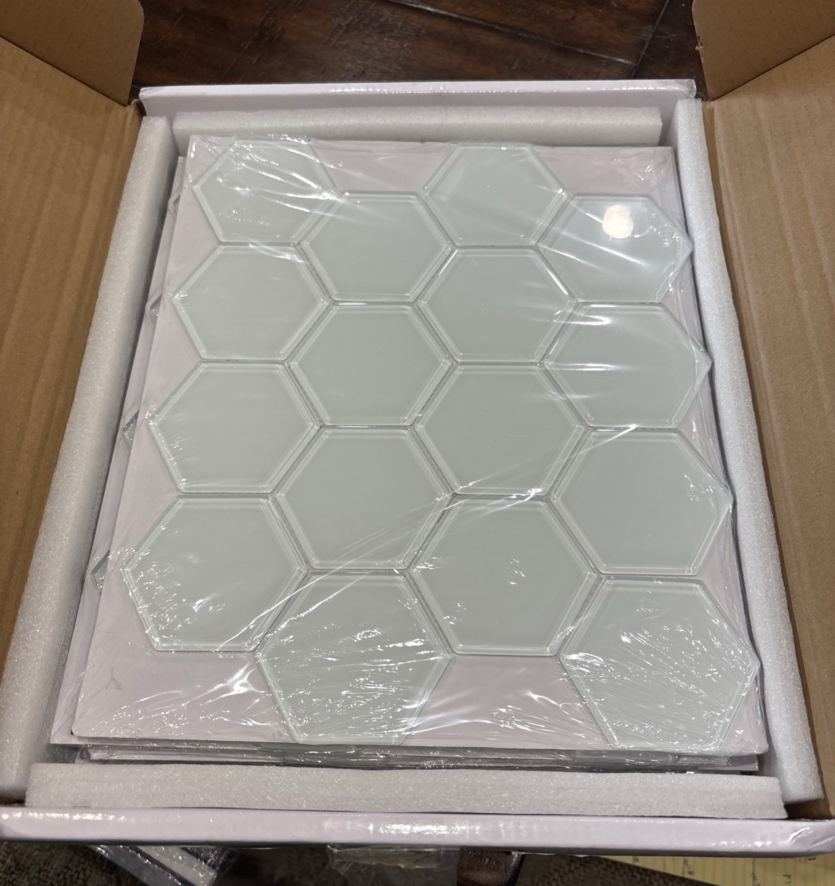 5 Sheets White Hexagon Glass MosaicTiles,12″ x 10″ Backsplash Tile